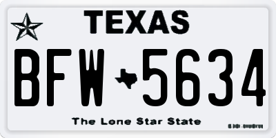 TX license plate BFW5634