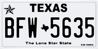 TX license plate BFW5635