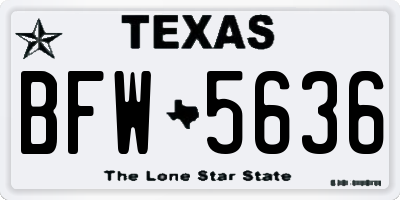 TX license plate BFW5636