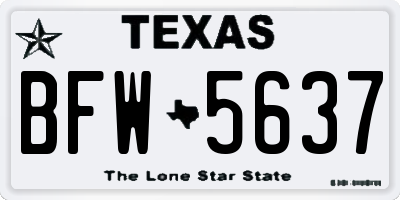 TX license plate BFW5637