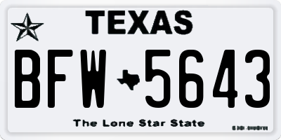TX license plate BFW5643