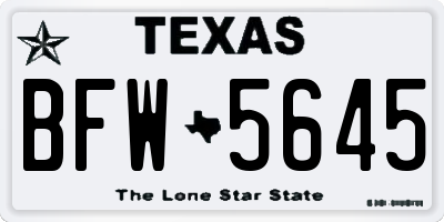 TX license plate BFW5645