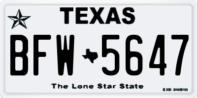 TX license plate BFW5647