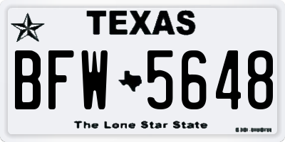 TX license plate BFW5648