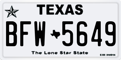 TX license plate BFW5649