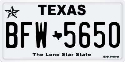 TX license plate BFW5650