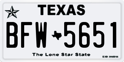 TX license plate BFW5651