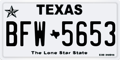 TX license plate BFW5653