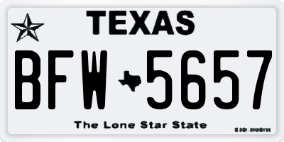 TX license plate BFW5657