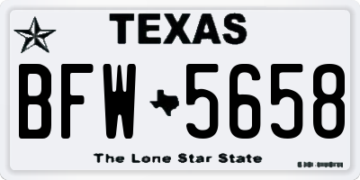 TX license plate BFW5658