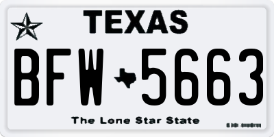 TX license plate BFW5663