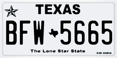 TX license plate BFW5665