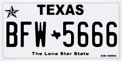 TX license plate BFW5666