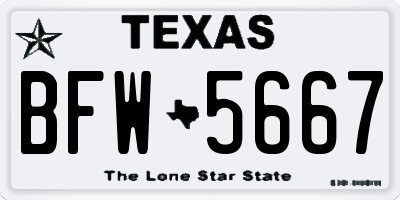 TX license plate BFW5667