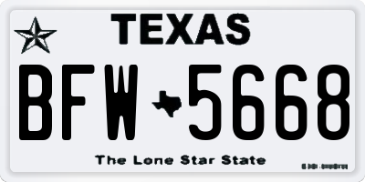TX license plate BFW5668