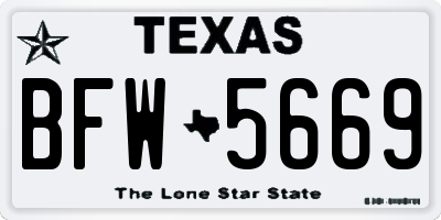 TX license plate BFW5669