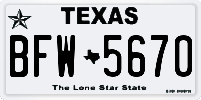 TX license plate BFW5670