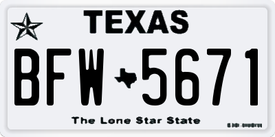 TX license plate BFW5671