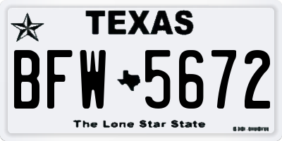 TX license plate BFW5672