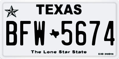 TX license plate BFW5674
