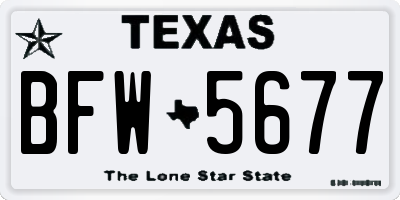 TX license plate BFW5677
