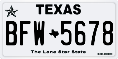 TX license plate BFW5678