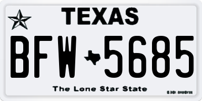 TX license plate BFW5685