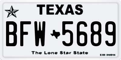 TX license plate BFW5689