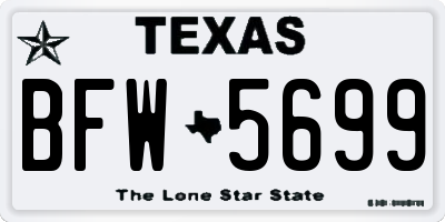 TX license plate BFW5699