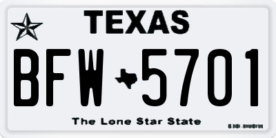 TX license plate BFW5701