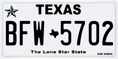 TX license plate BFW5702