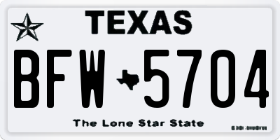 TX license plate BFW5704