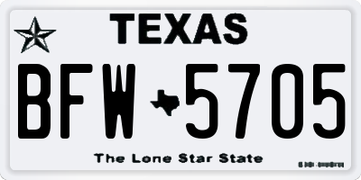 TX license plate BFW5705