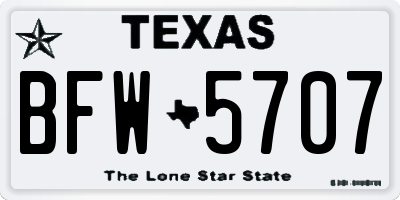 TX license plate BFW5707
