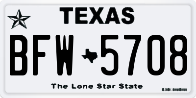 TX license plate BFW5708