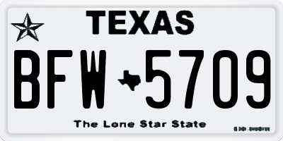 TX license plate BFW5709