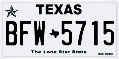 TX license plate BFW5715