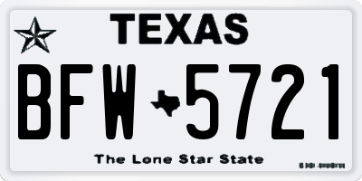 TX license plate BFW5721