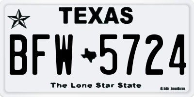 TX license plate BFW5724