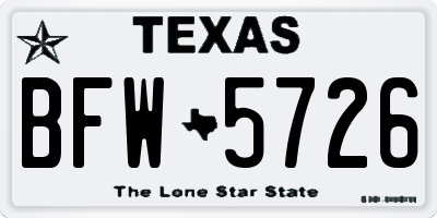 TX license plate BFW5726