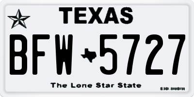 TX license plate BFW5727