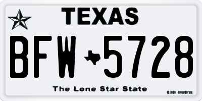 TX license plate BFW5728
