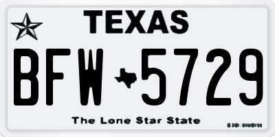 TX license plate BFW5729
