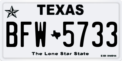 TX license plate BFW5733