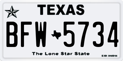 TX license plate BFW5734