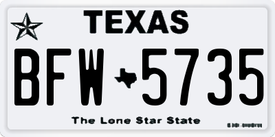 TX license plate BFW5735