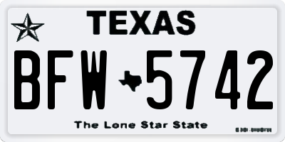 TX license plate BFW5742