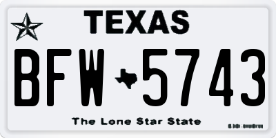 TX license plate BFW5743