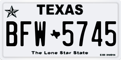 TX license plate BFW5745