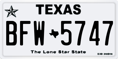 TX license plate BFW5747